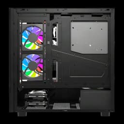 Caixa PC Darkflash DS950V Vidro Temperado 270° ATX / M-ATX / ITX Preto, detalhe interior: dois ventoinhas ARGB, bandeja