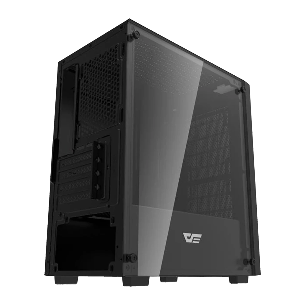 Boîtier PC Darkflash M305 Verre Trempé Mini Tower mATX/ITX 325x195x387mm Noir, vue arrière: panneau latéral en verre trempé