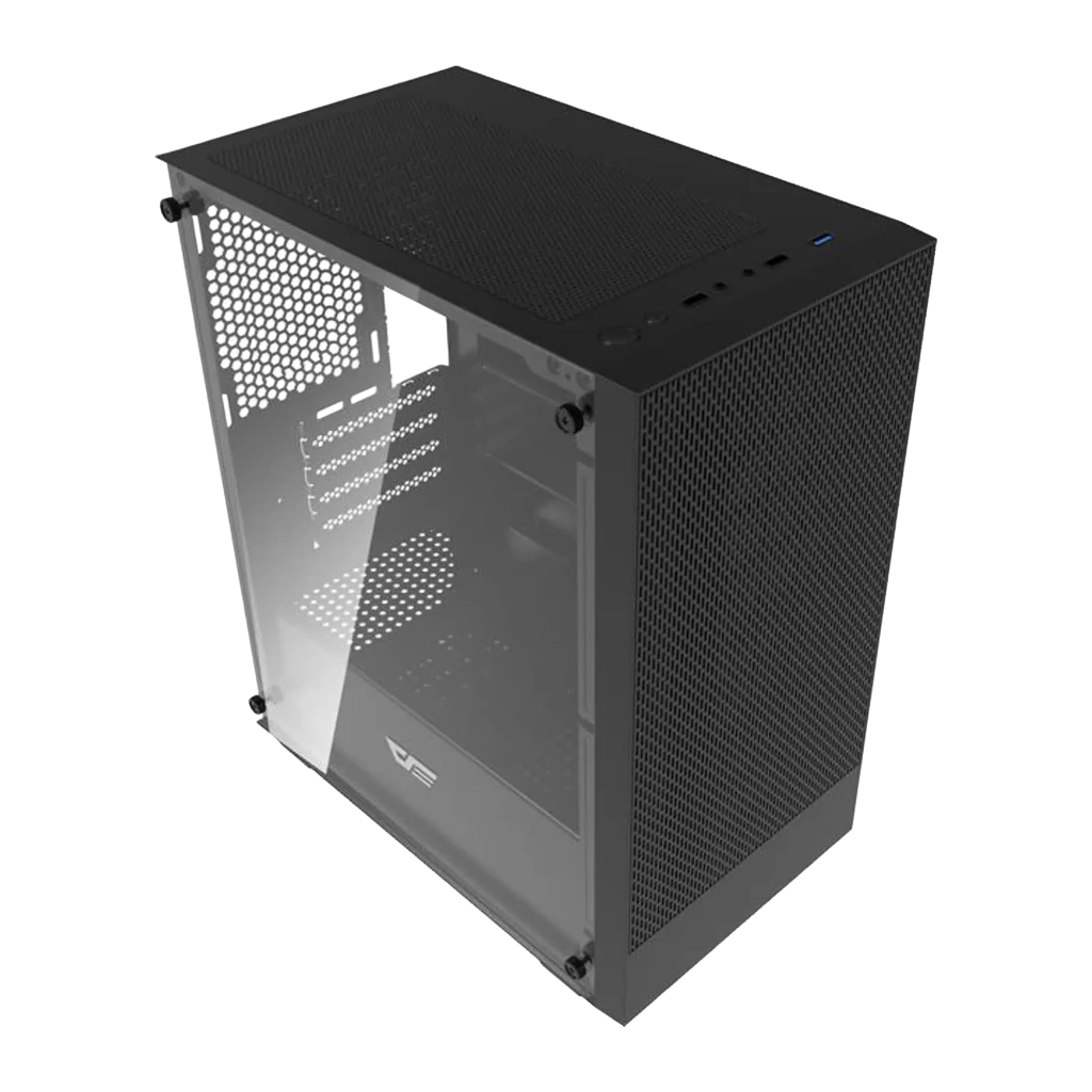 Boîtier PC Darkflash M305 Verre Trempé Mini Tower mATX/ITX 325x195x387mm Noir, détail: vue en perspective, panneau latéral
