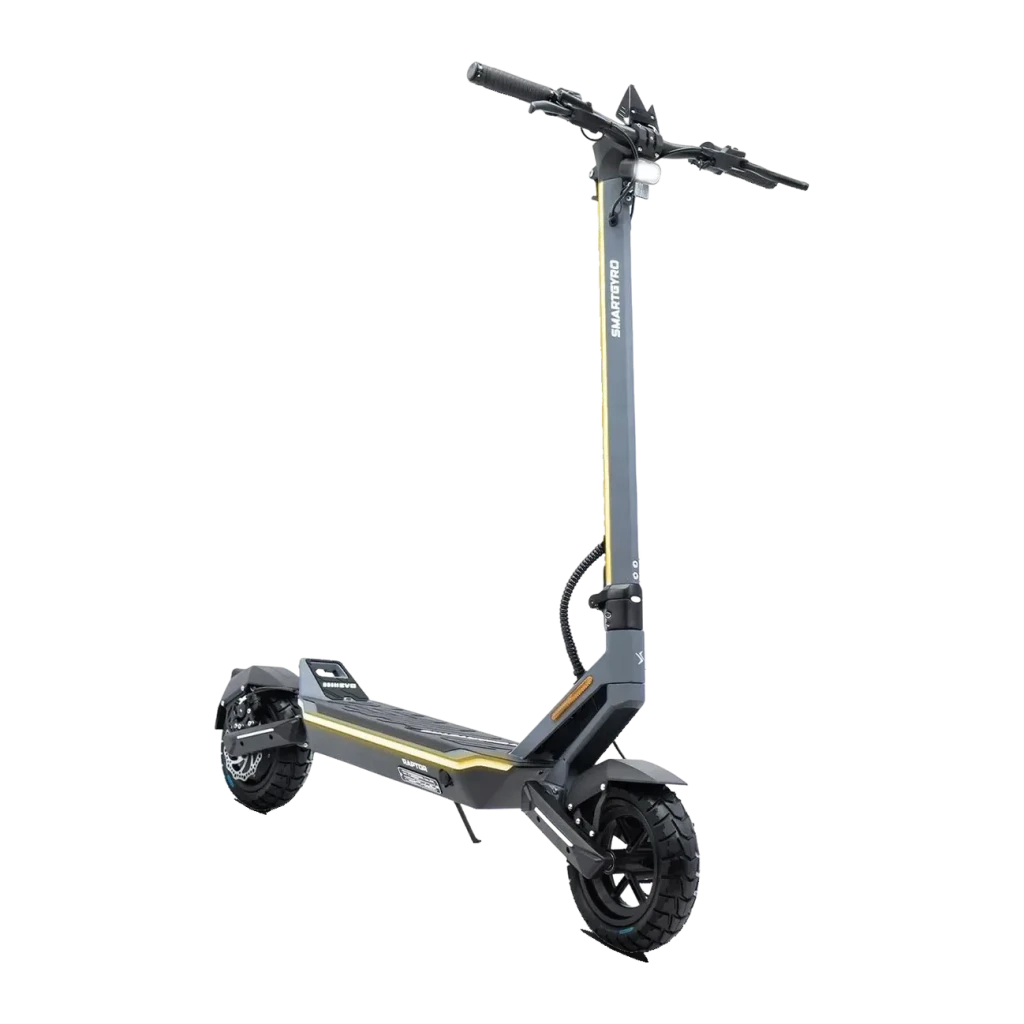 Patinete eléctrico smartGyro Raptor Evo LR 1000W 75km 25km/h 10 pulgadas Gris, detalle: vista lateral con franja dorada