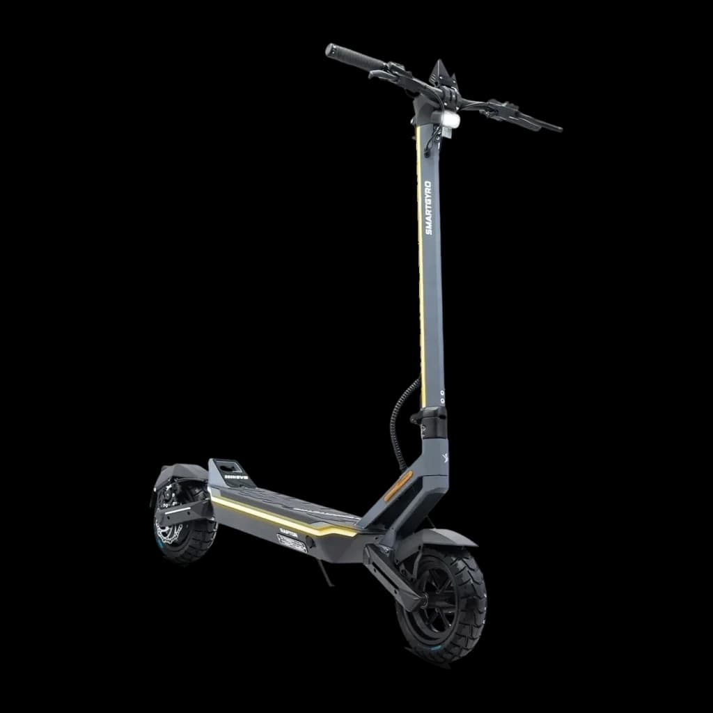 Patinete eléctrico smartGyro Raptor Evo LR 1000W 75km 25km/h 10 pulgadas Gris, detalle: vista lateral con franja dorada