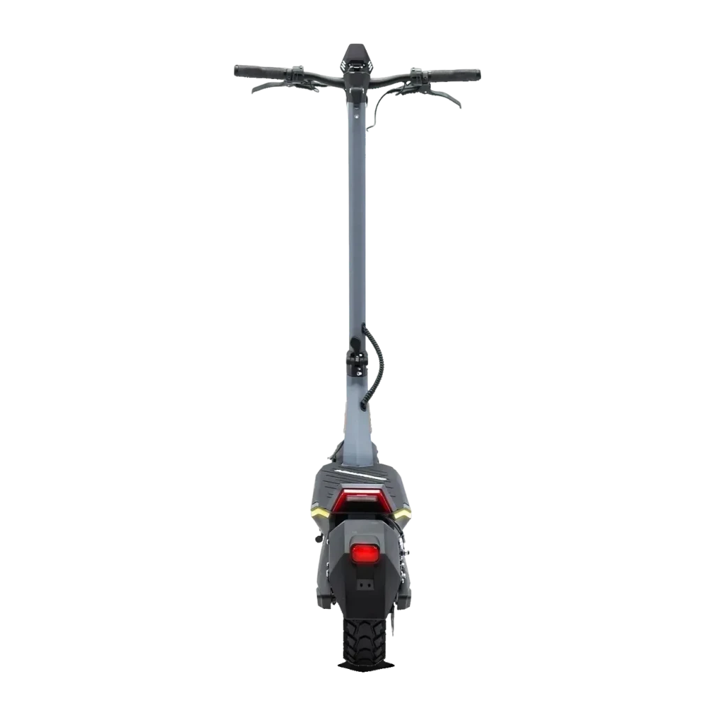 Patinete eléctrico smartGyro Raptor Evo LR 1000W 75km 25km/h 10 pulgadas Gris, vista trasera: manillar, poste gris, luz