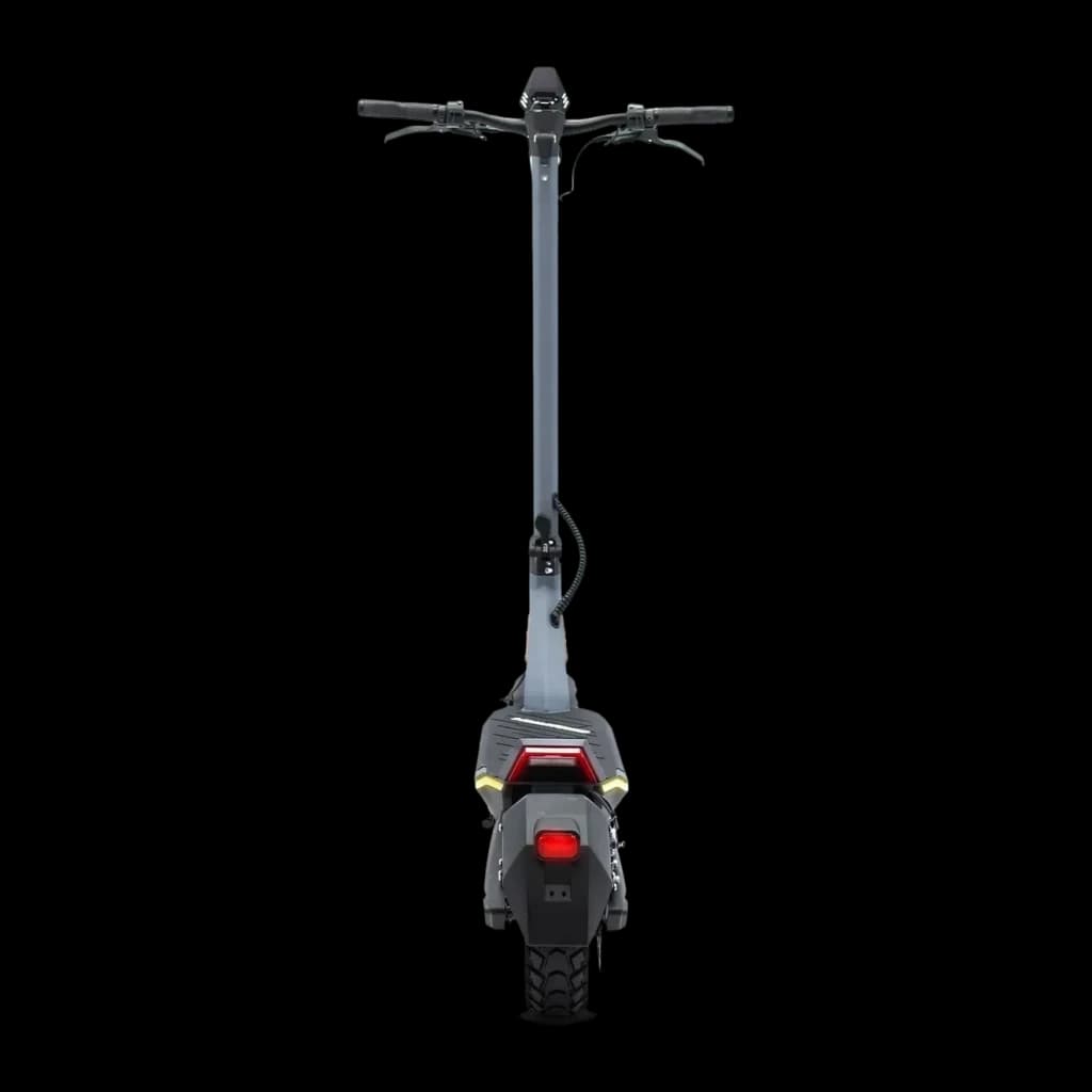 Patinete eléctrico smartGyro Raptor Evo LR 1000W 75km 25km/h 10 pulgadas Gris, vista trasera: manillar, poste gris, luz