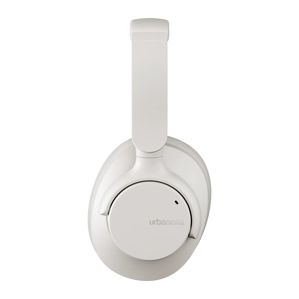 Auriculares Urbanista Valencia Cancelación de Ruido Activo Diadema Bluetooth 5.3 Blanco, detalle: lateral del auricular
