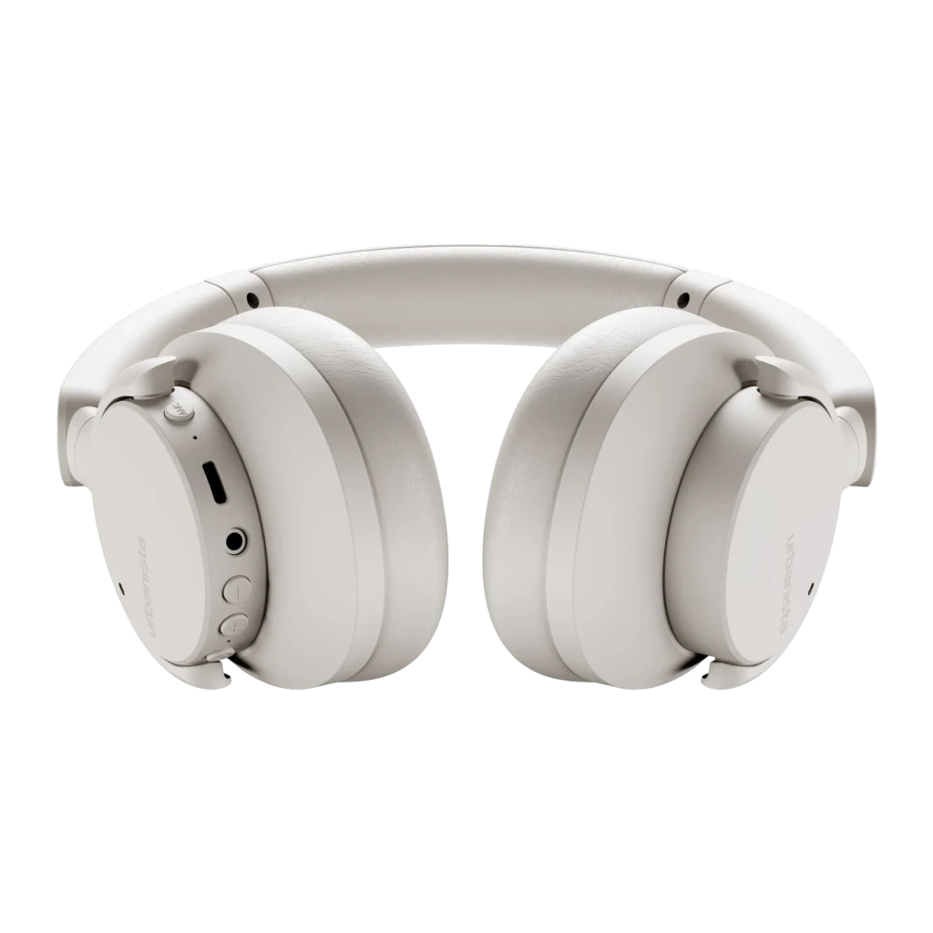 Auriculares Urbanista Valencia Cancelación de Ruido Activo Diadema Bluetooth 5.3 Blanco, detalle: puertos USB-C y jack 3,5