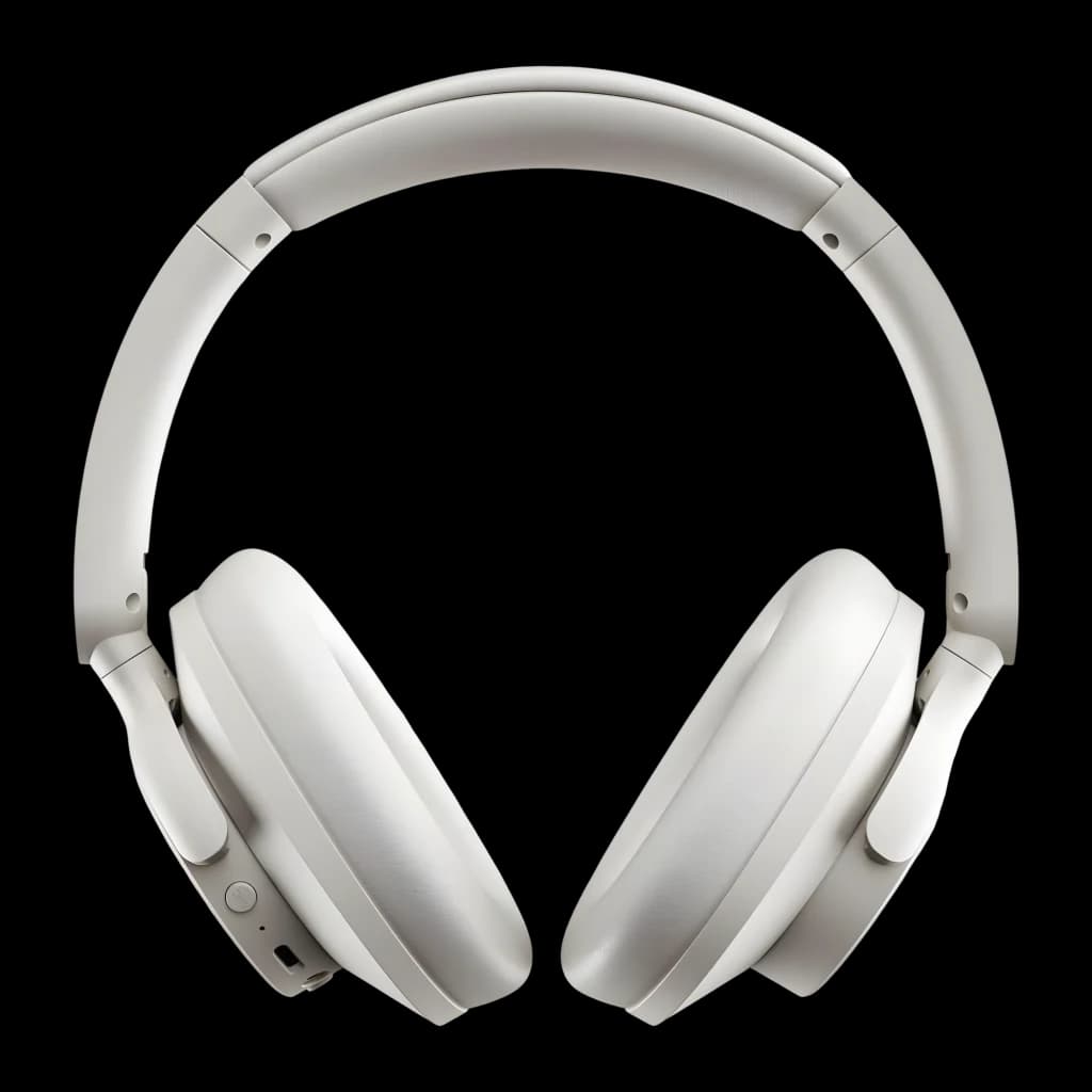 Casque Urbanista Valencia Réduction de Bruit Active Arceau Bluetooth 5.3 Blanc, détail: vue de face avec coussinets