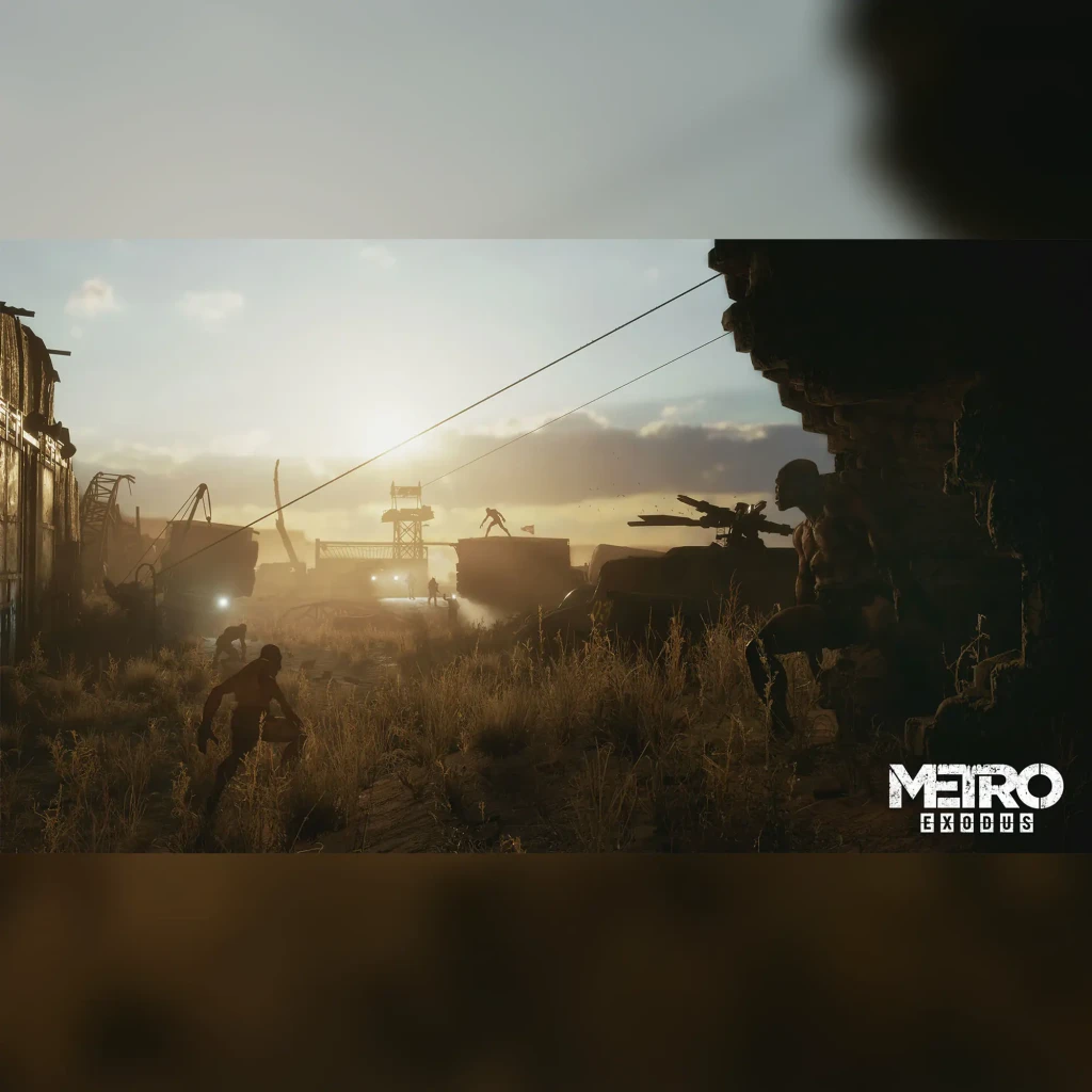 Videojuego PLAION Metro Exodus Complete Edition PS5, en uso: escena postapocalíptica con personajes armados entre ruinas