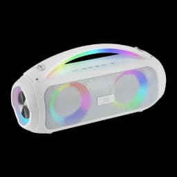 Altavoz Mars Gaming MS-Pulse RGB Sumergible 10m 50W 8h Bluetooth 5.3 Blanco, vista frontal: rejilla blanca con dos anillos