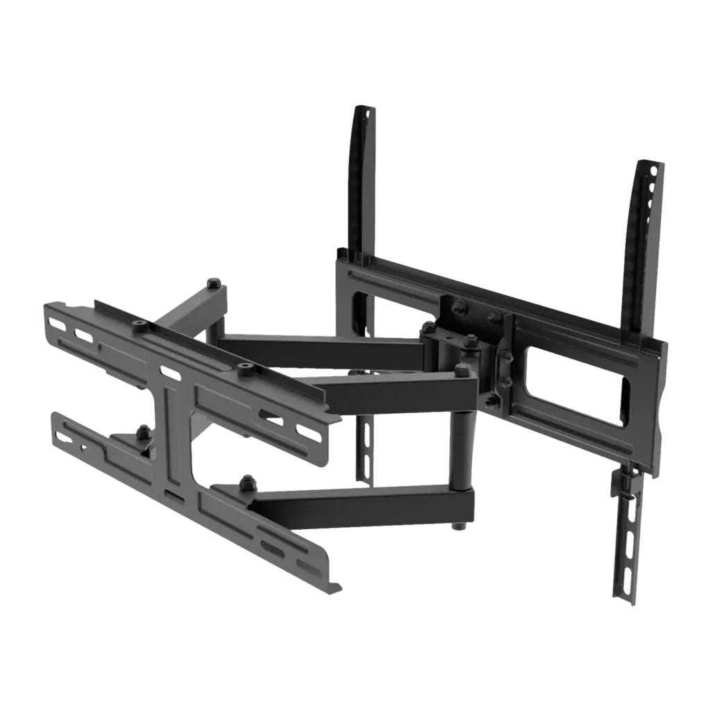 Soporte TV UNYKAch 1280 Negro Pared Articulado ±10° 32-55 pulgadas, detalle: brazos articulados y placa de pared en ángulo