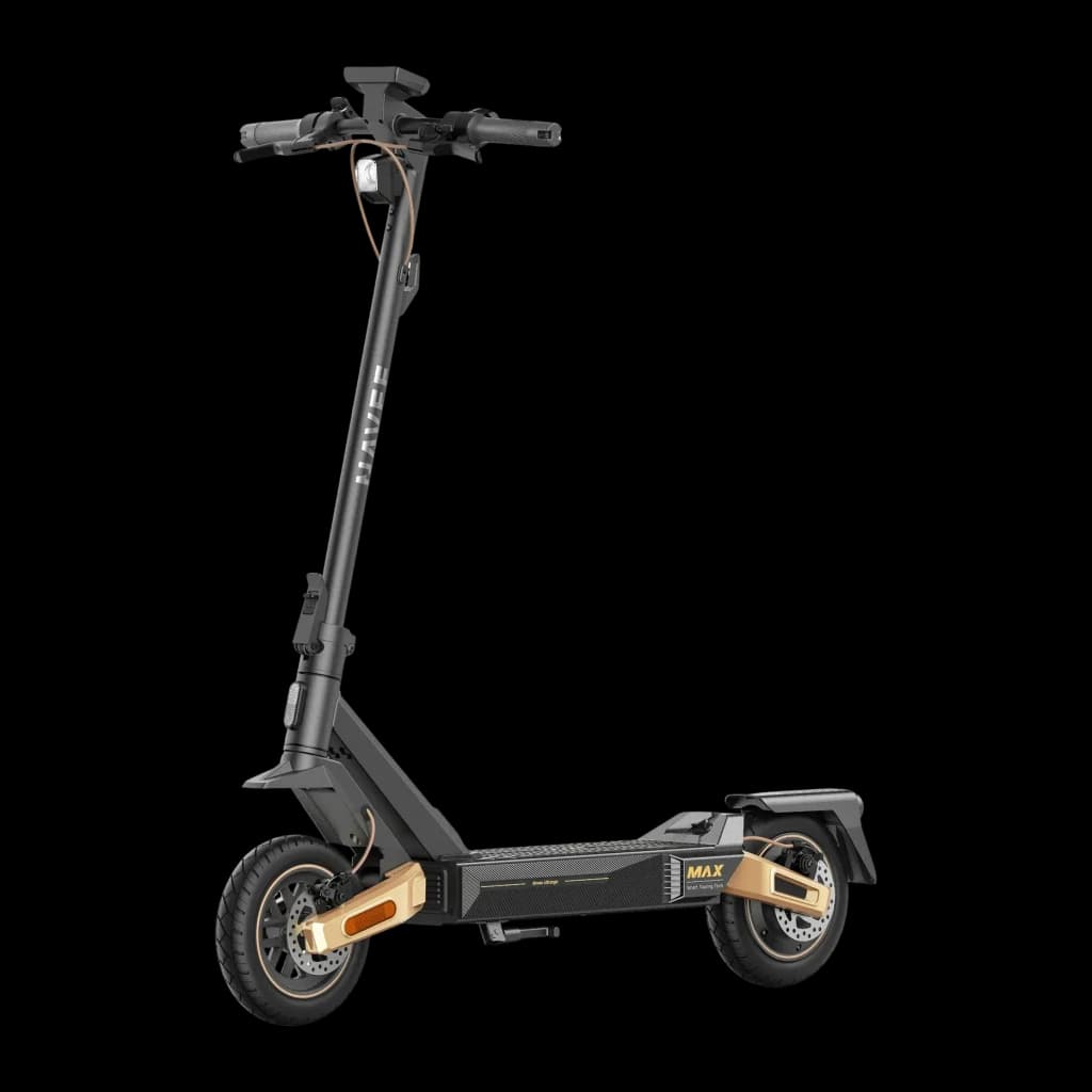 Patinete eléctrico NAVEE ST5 Max 1650W 90km 20km/h 10 pulgadas Negro, vista frontal: manillar, logo NAVEE en columna, deck
