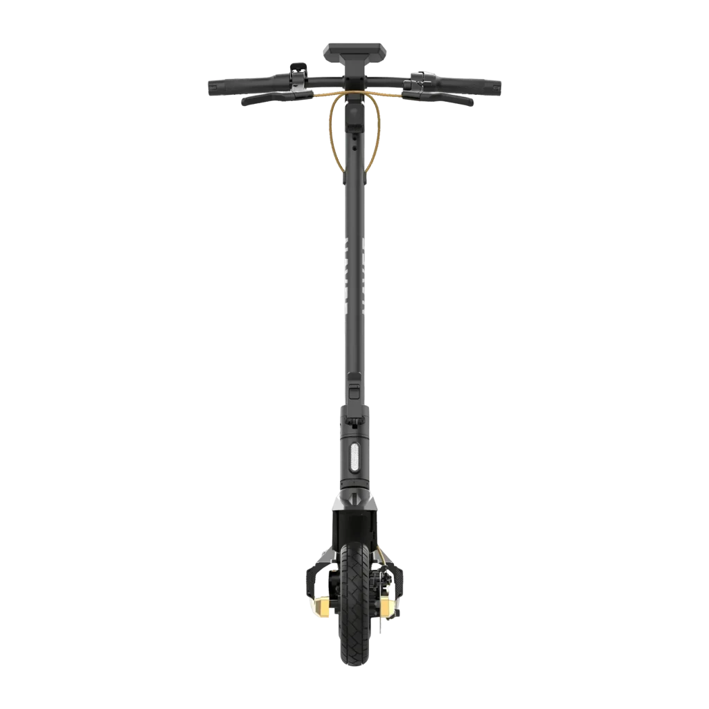 Patinete eléctrico NAVEE ST5 Max 1650W 90km 20km/h 10 pulgadas Negro, detalle frontal: manillar, vástago plegable y rueda