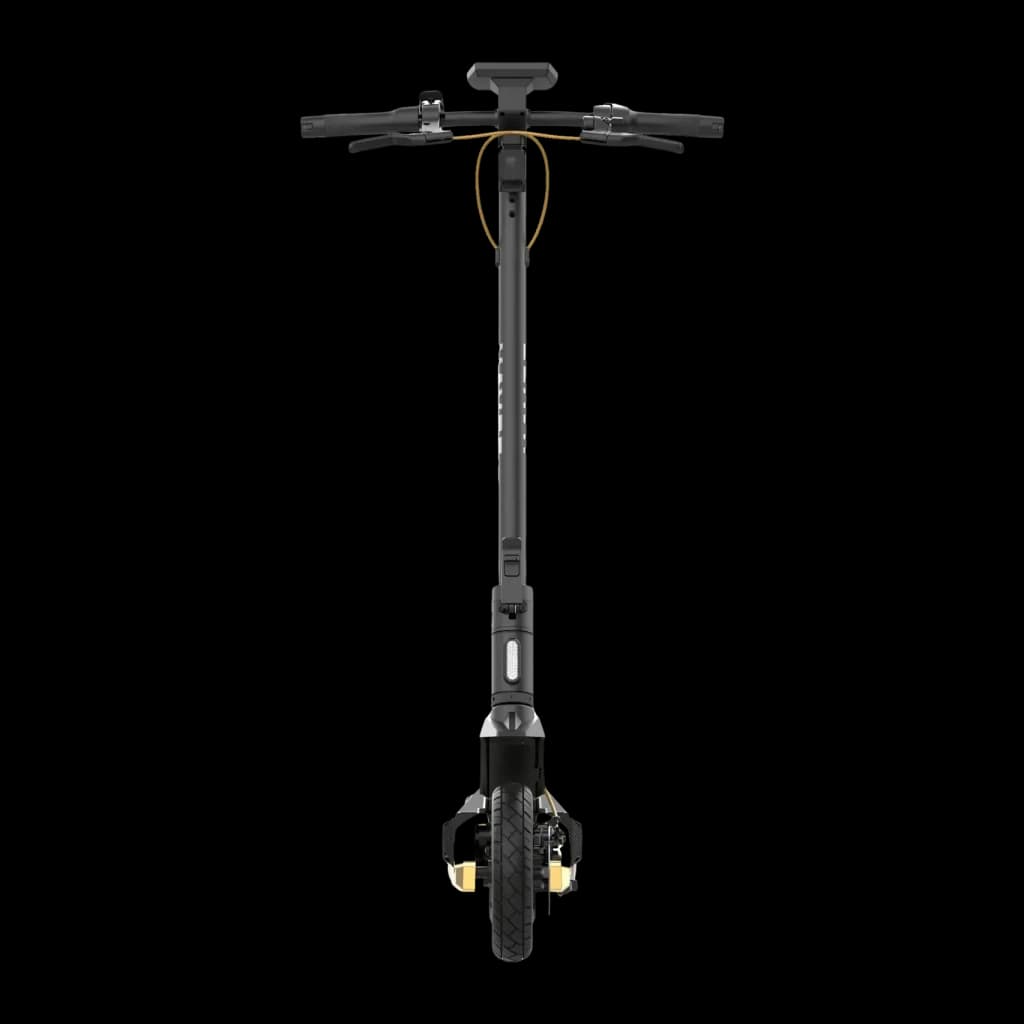 Patinete eléctrico NAVEE ST5 Max 1650W 90km 20km/h 10 pulgadas Negro, detalle frontal: manillar, vástago plegable y rueda