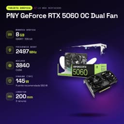 PNY GeForce RTX 5060 OC Dual Fan 8GB GDDR7 Negro - características