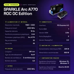 SPARKLE Arc A770 ROC OC Edition 16GB GDDR6 Negro - características