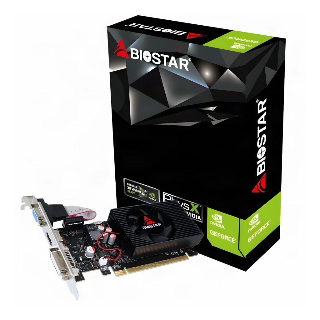 Biostar GeForce GT 730 4GB GDDR3 1 ventoinha, conteúdo da caixa: placa gráfica preta com ventoinha e caixa preta Biostar