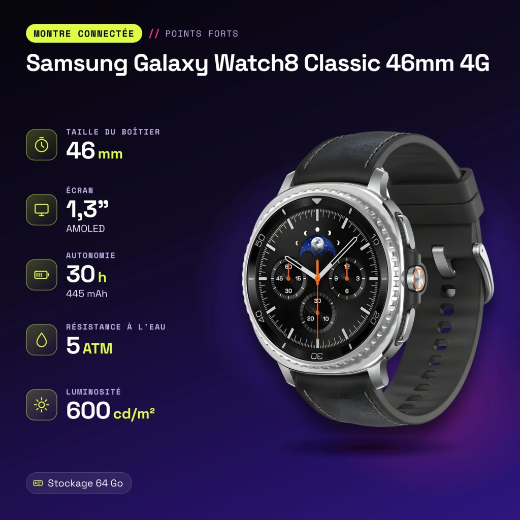 Samsung Galaxy Watch8 Classic 46mm 4G Negro LTE - características