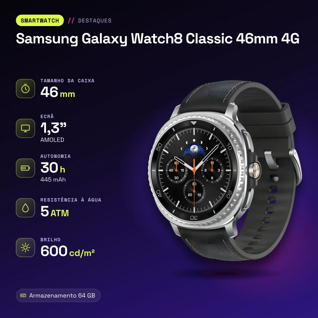 Samsung Galaxy Watch8 Classic 46mm 4G Negro LTE - características