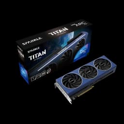 SPARKLE Arc A750 TITAN OC Edition 8 Go GDDR6, contenu de la boîte: carte bleue triple ventilateur et boîte noire TITAN