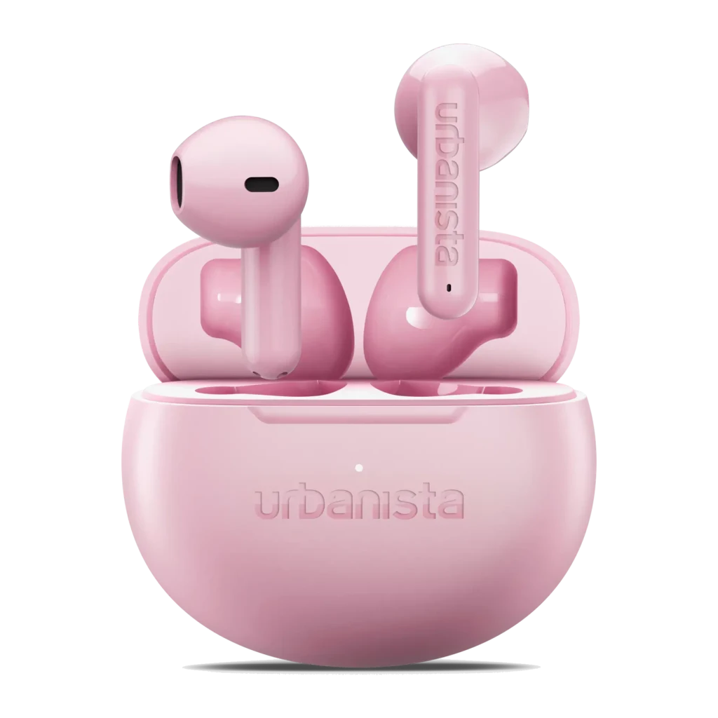 Auriculares Urbanista Austin 2 TWS In-Ear Bluetooth 6.0 25h con estuche Rosa, vista frontal: ambos earbuds en estuche