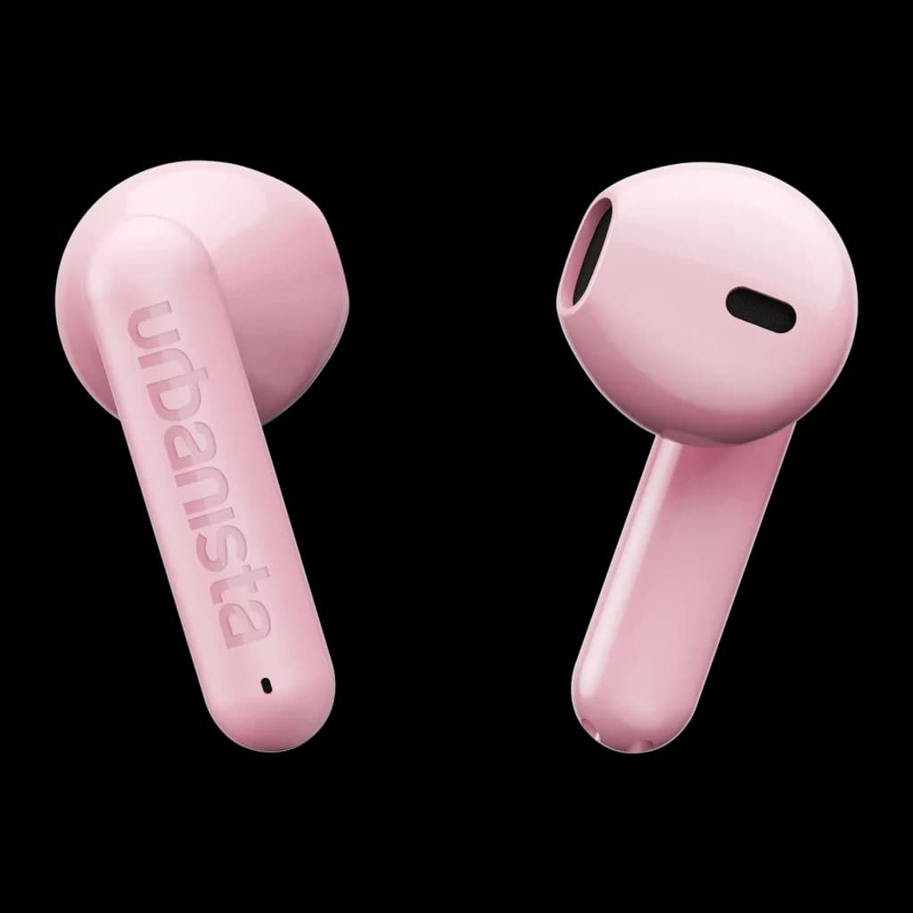 Auriculares Urbanista Austin 2 TWS In-Ear Bluetooth 6.0 25h con estuche Rosa, detalle: ambos auriculares rosa con logo