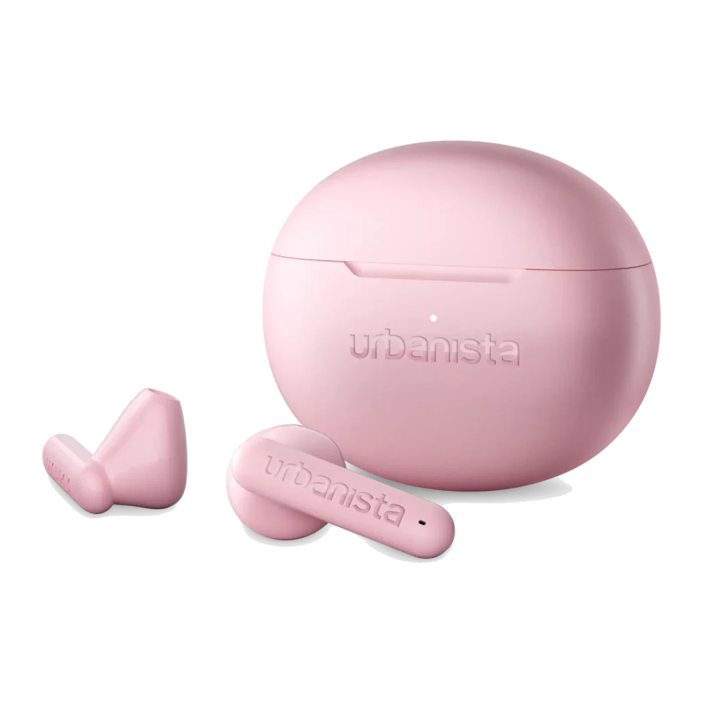 Auriculares Urbanista Austin 2 TWS In-Ear Bluetooth 6.0 25h con estuche Rosa, detalle: estuche cerrado con logo y dos