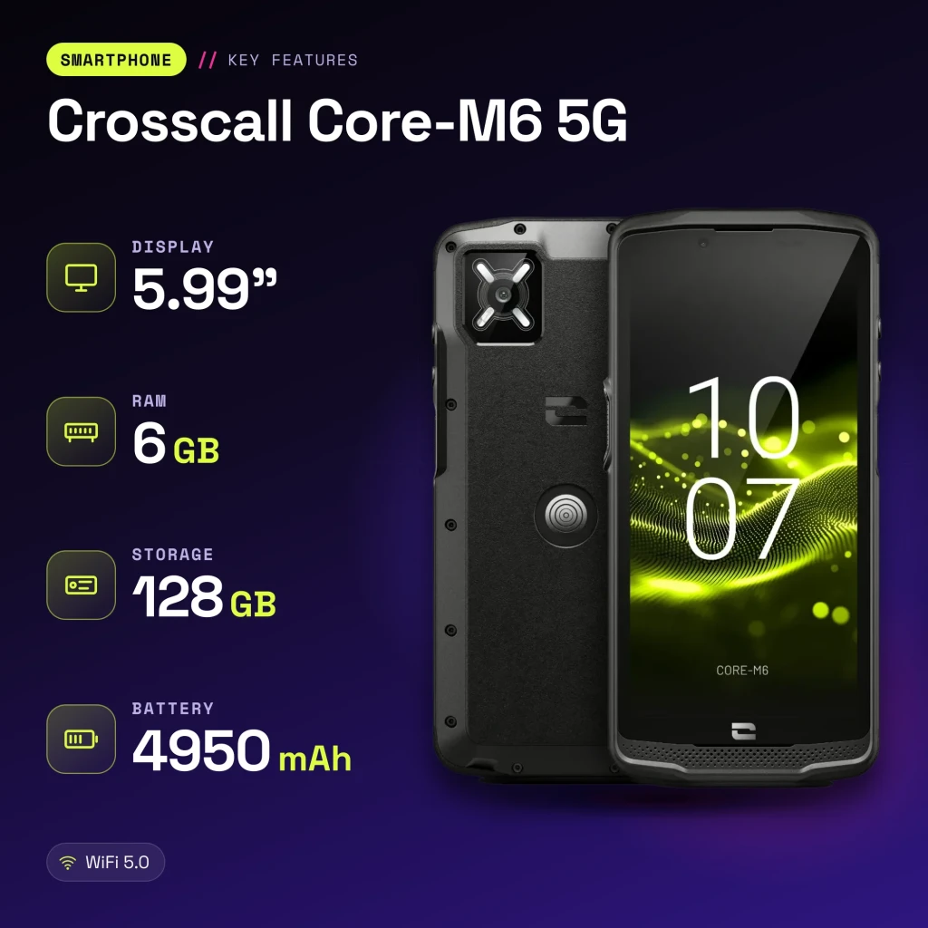 Crosscall Core-M6 5G 6GB/128GB Preto 5,99 polegadas 48MP IP68 - características
