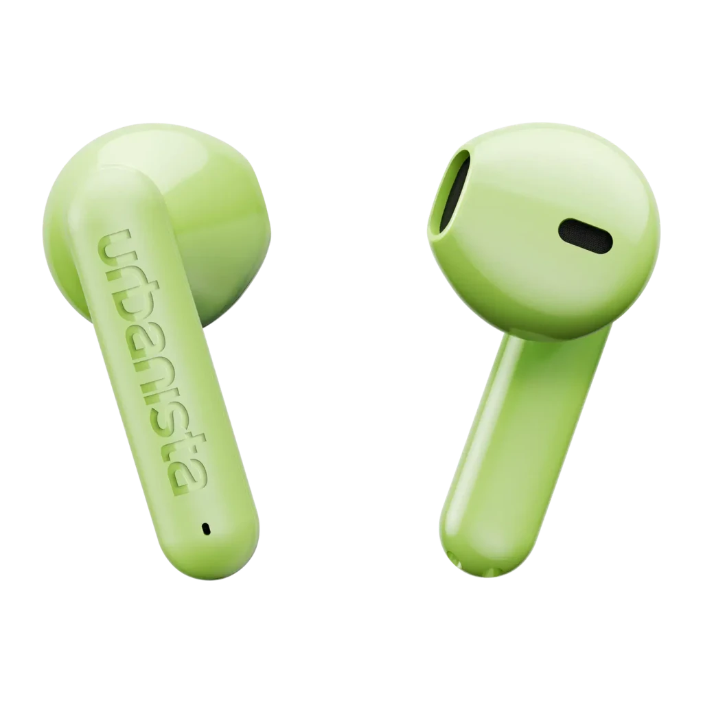 Auriculares Urbanista Austin 2 TWS In-Ear Bluetooth 6.0 25h (con estuche) Verde, detalle: dos earbuds verdes, logo Urbanista
