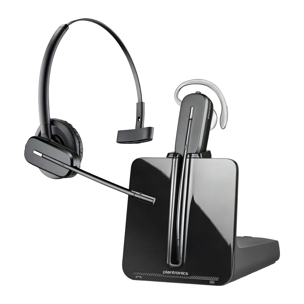 Auriculares Poly CS540 Redução de Ruído SoundGuard Monoaural DECT Sem Fios Preto, detalhe: dois estilos de uso e base