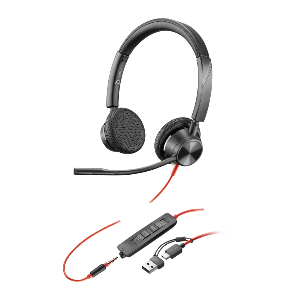 Poly Negro Auriculares Blackwire 3325 Stereo Reducción De Ruido Diadema Usb-C, Jack 3.5Mm