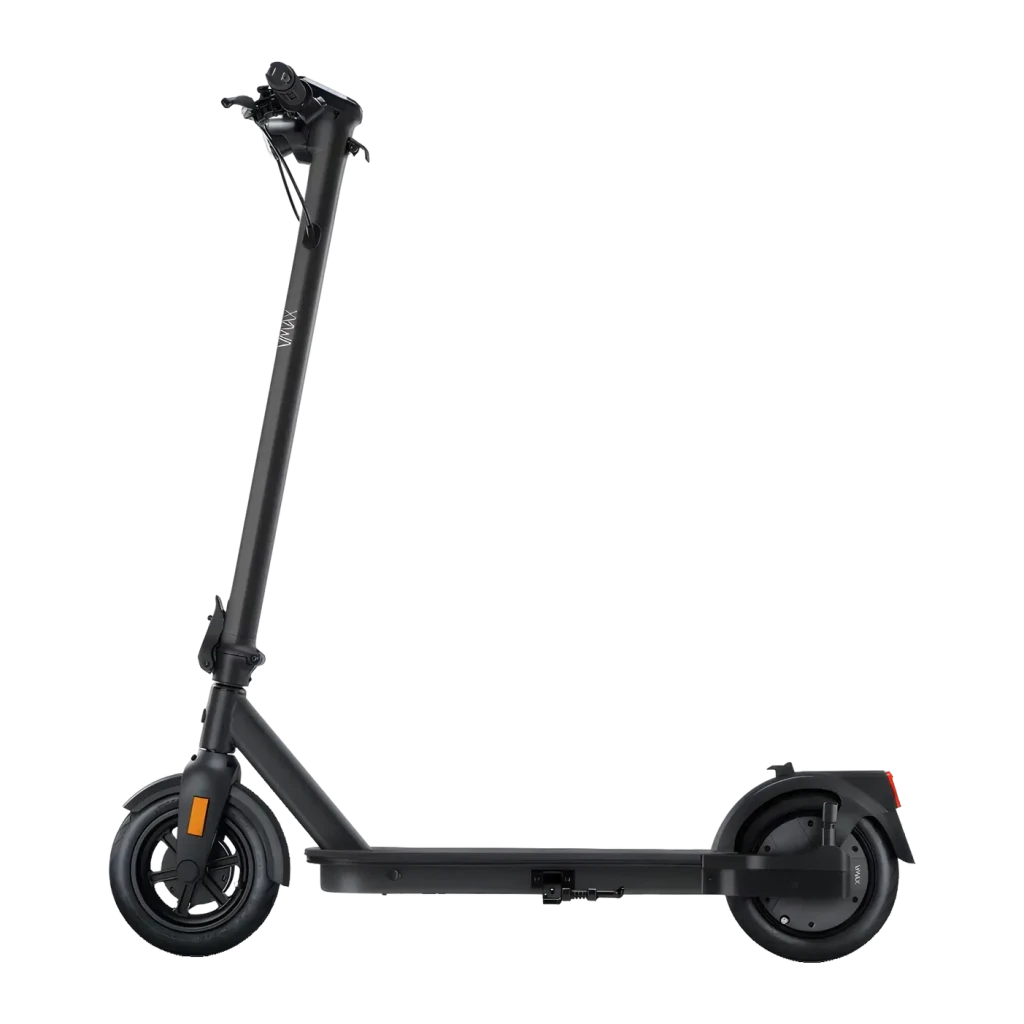Patinete Eléctrico V.MAX VX5 Pro LT 400W 20km/h 9 pulgadas Negro, detalle: perfil lateral completo, manillar con freno, logo
