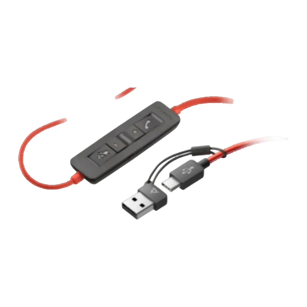 Auriculares Poly Blackwire 3210 Monaural USB-C Reducción de ruido Diadema Negro, detalle: mando en línea negro con botones