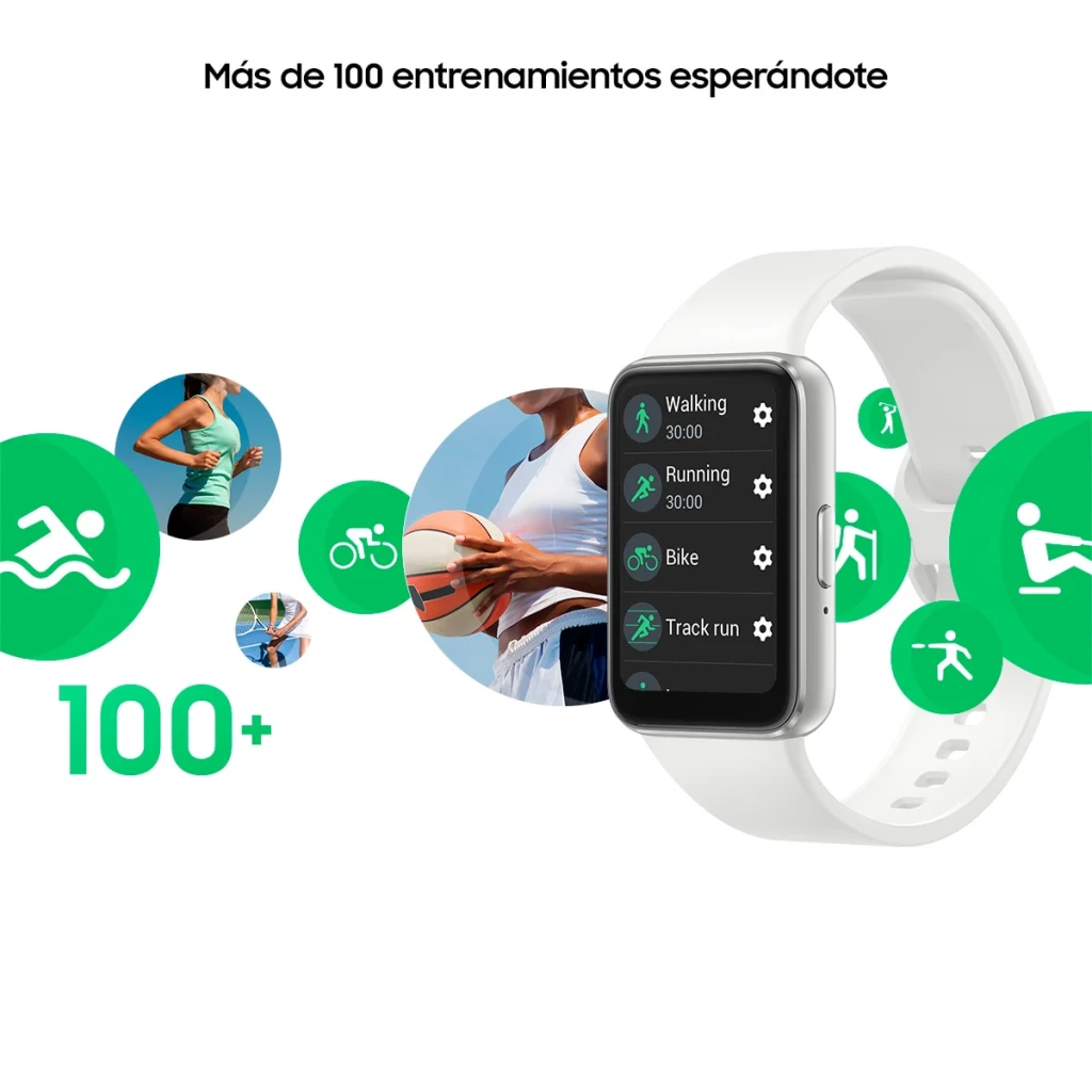 Samsung Galaxy Fit 3 Prata/Branco Monitor Frequência Cardíaca SpO2 Monitorização do Sono, lifestyle: ecrã com mais de 100