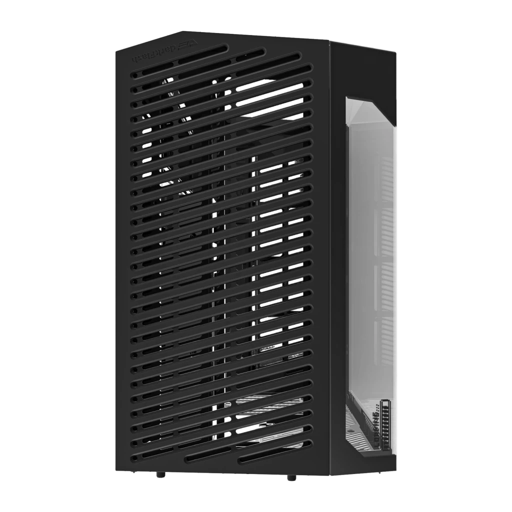 Caja PC Darkflash DY470 ATX Radiador 360mm Negro, detalle: panel frontal con rejilla de ventilación horizontal y lateral