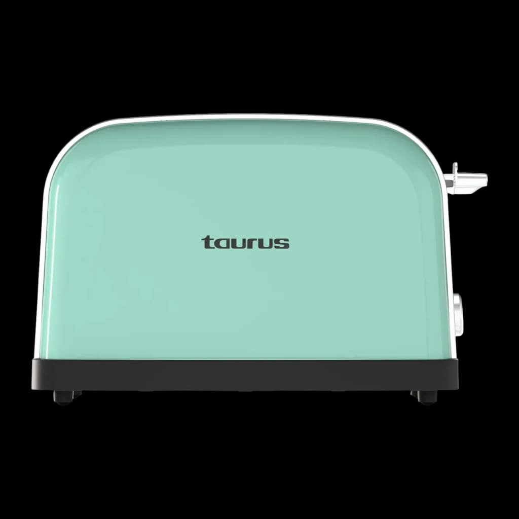 Torradeira Taurus Vintage II 950W 2 Fatias Verde Menta, vista traseira: corpo liso com logótipo Taurus e alavanca lateral
