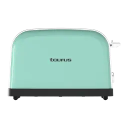Grille-pain Taurus Vintage II 950W 2 Tranches Vert Menthe, vue arrière: corps lisse avec logo Taurus et levier latéral chromé