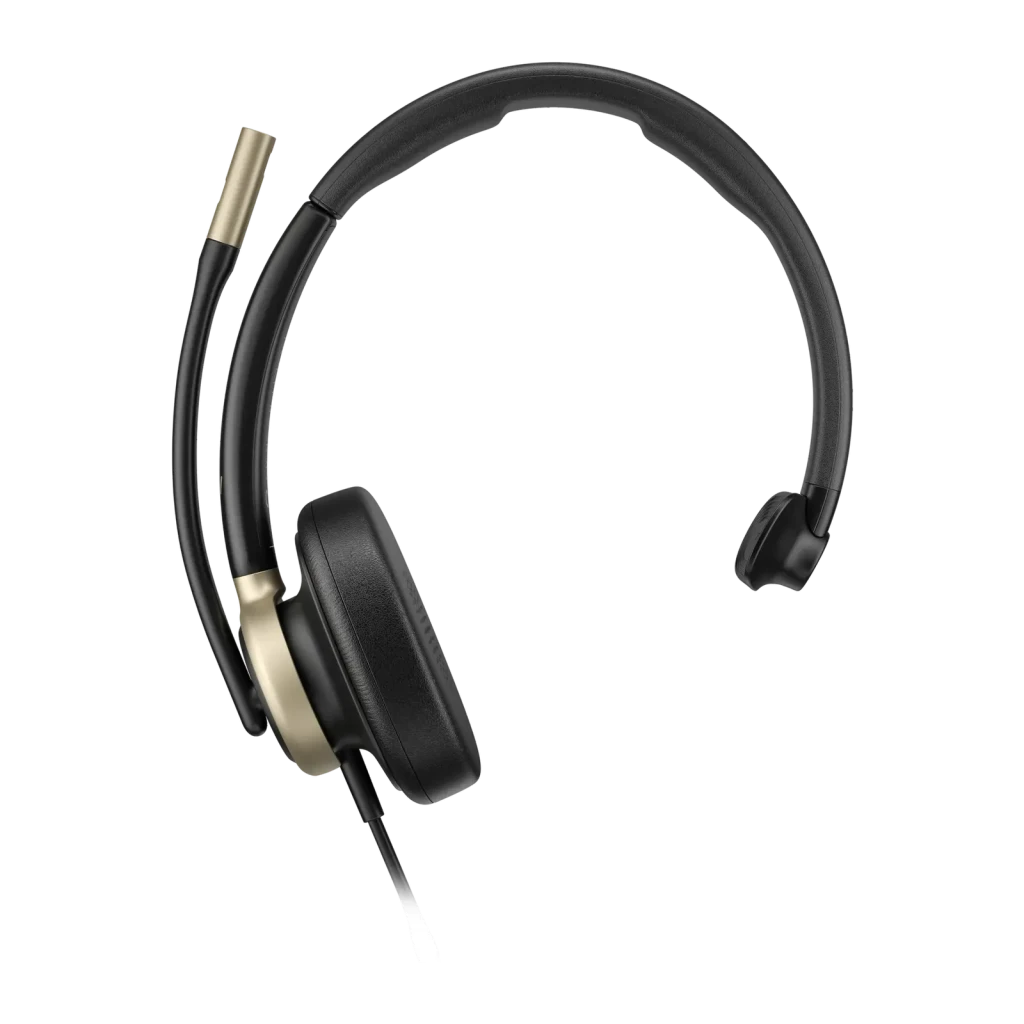 Auriculares HP Poly Mission 815 Cancelación de Ruido Activa Diadema Monoaural Negro, detalle lateral: diadema, almohadilla