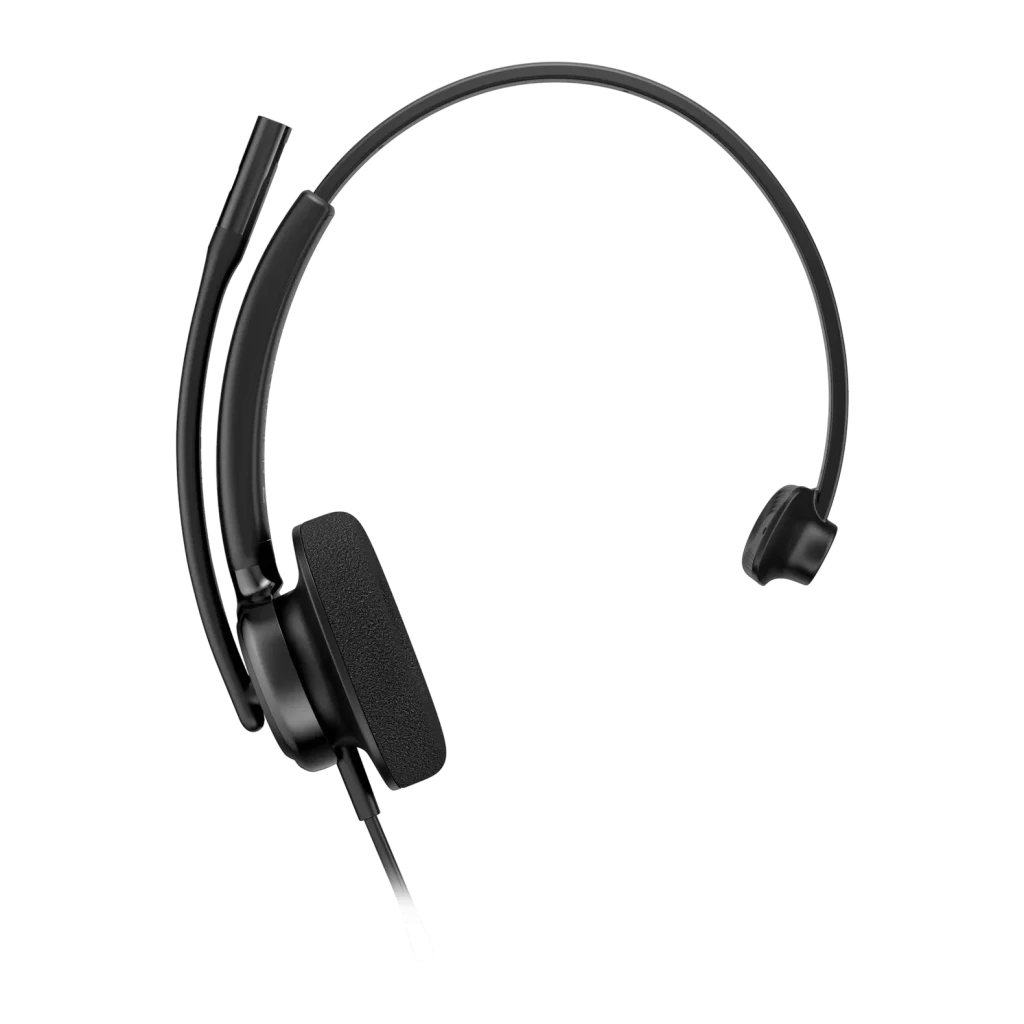 Casque HP Poly Mission 415 Réduction de bruit Monoaural Serre-tête USB-C Noir, détail: vue latérale avec coussin unique