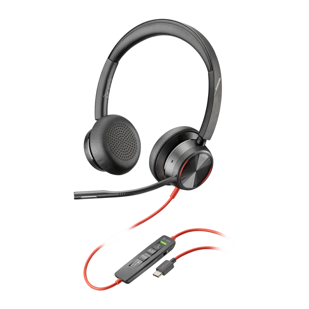 Auriculares Poly Blackwire 8225 con cable USB-C y cancelación de ruido activa para videoconferencias en negro