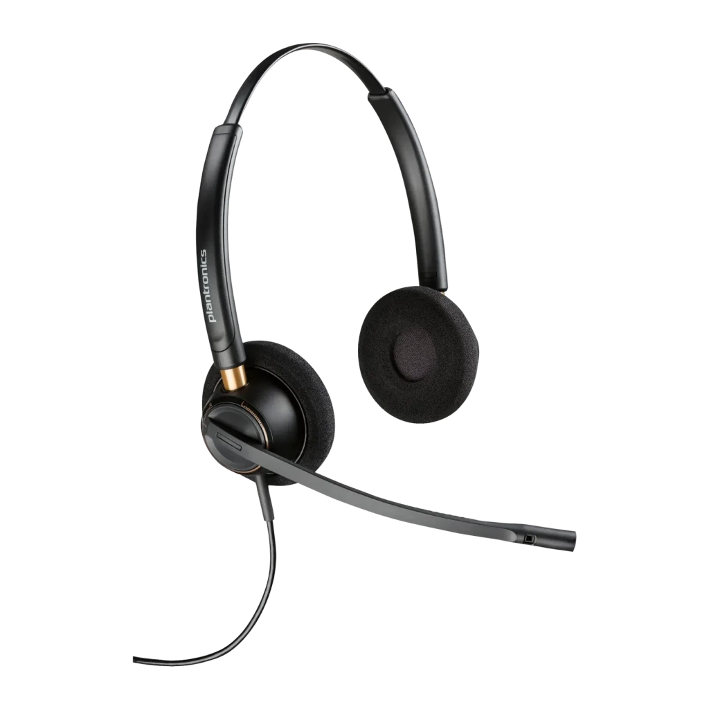 Auriculares Poly EncorePro 520D Redução de Ruído Banda Binaural USB-C com QD Preto, vista frontal: arco ajustável, duas
