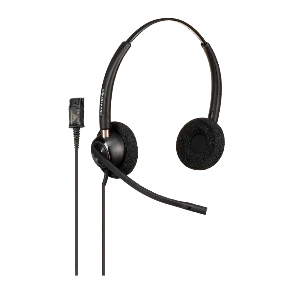 Auriculares Poly EncorePro 520D Redução de Ruído Banda Binaural USB-C com QD Preto, detalhe: banda binaural com almofadas