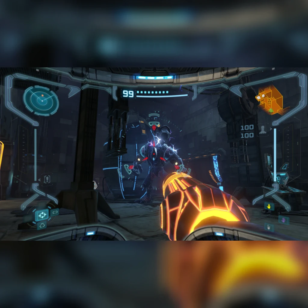 Jeu vidéo Nintendo Metroid Prime Remastered pour Switch (édition standard), en cours d'utilisation: vue à la première