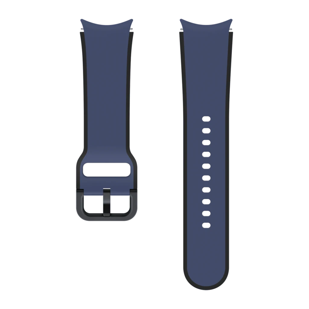 Correa smartwatch Samsung Two-tone Sport Band 20 mm S/M Azul Marino, detalle: anverso con hebilla negra y reverso