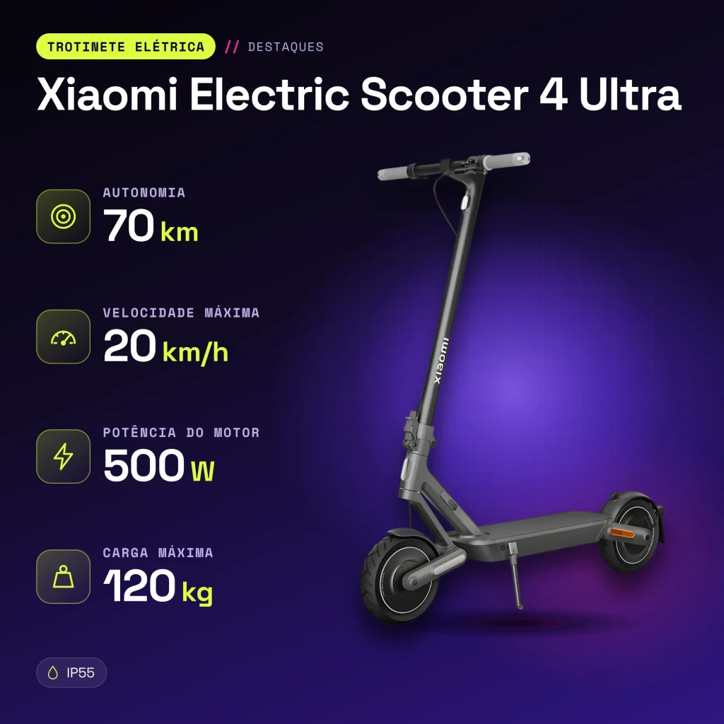 Patinete Eléctrico Xiaomi Electric Scooter 4 Ultra 500W 70km 20km/h Negro - características