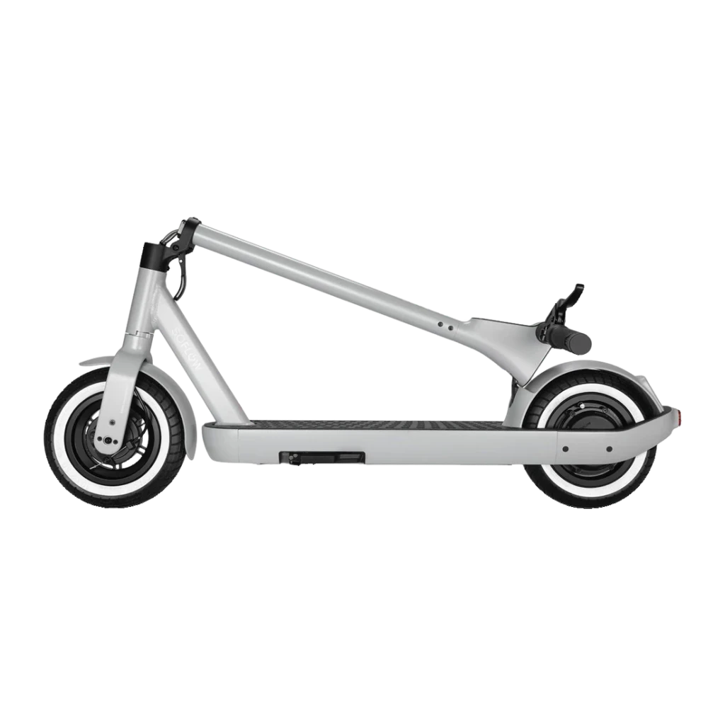Trottinette Électrique SoFlow SO ONE PRO 500W 65km 22km/h 10 pouces Gris, détail: vue latérale complète avec pneus flancs