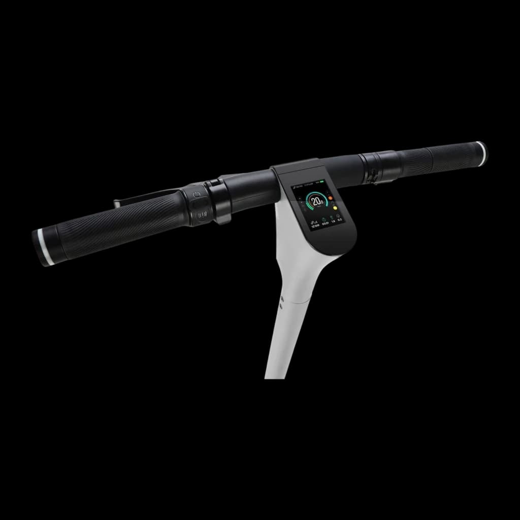 Trottinette Électrique SoFlow SO ONE PRO 500W 65km 22km/h 10 pouces Gris, détail: guidon noir avec écran LCD couleur