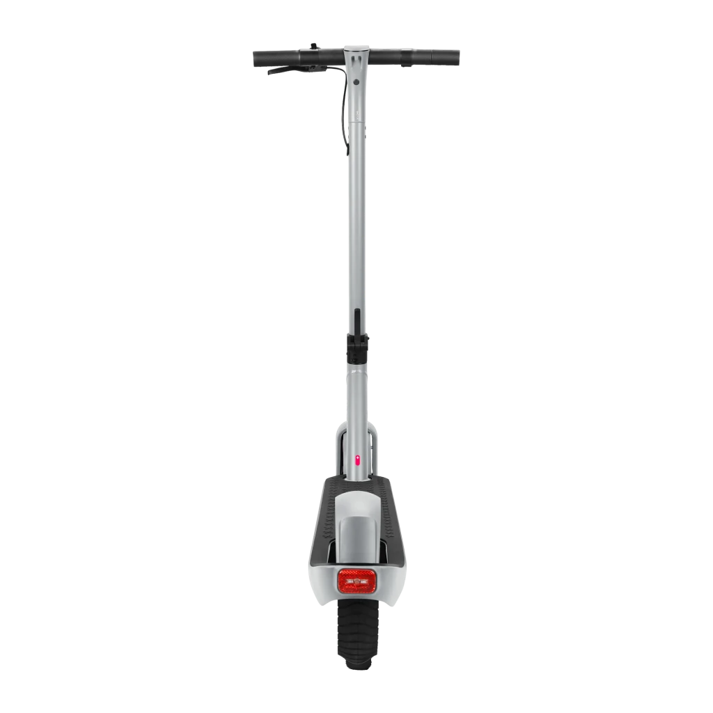 Trottinette Électrique SoFlow SO ONE PRO 500W 65km 22km/h 10 pouces Gris, vue arrière: feu arrière rouge, deck et roue