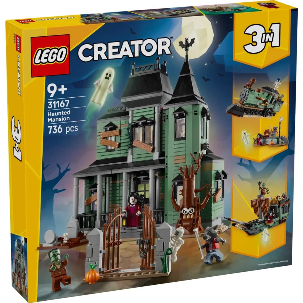 Set de construction LEGO Creator Manoir Hanté 31167 736 pièces 9+ ans, contenu de la boîte: boîte jaune avec manoir vert