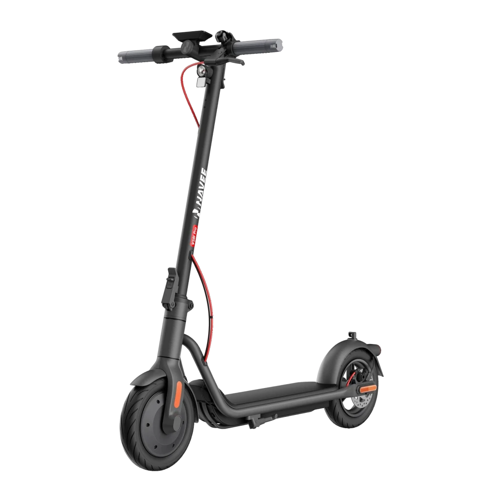 Trottinette électrique NAVEE V50i Pro 350W 50km 20km/h 10 pouces Noir, vue frontale: trottinette complète en angle, guidon