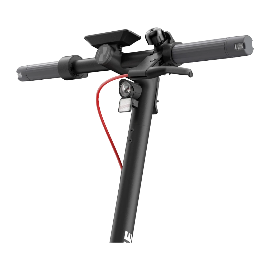 Trottinette électrique NAVEE V50i Pro 350W 50km 20km/h 10 pouces Noir, détail: guidon avec sonnette, freins, feu avant