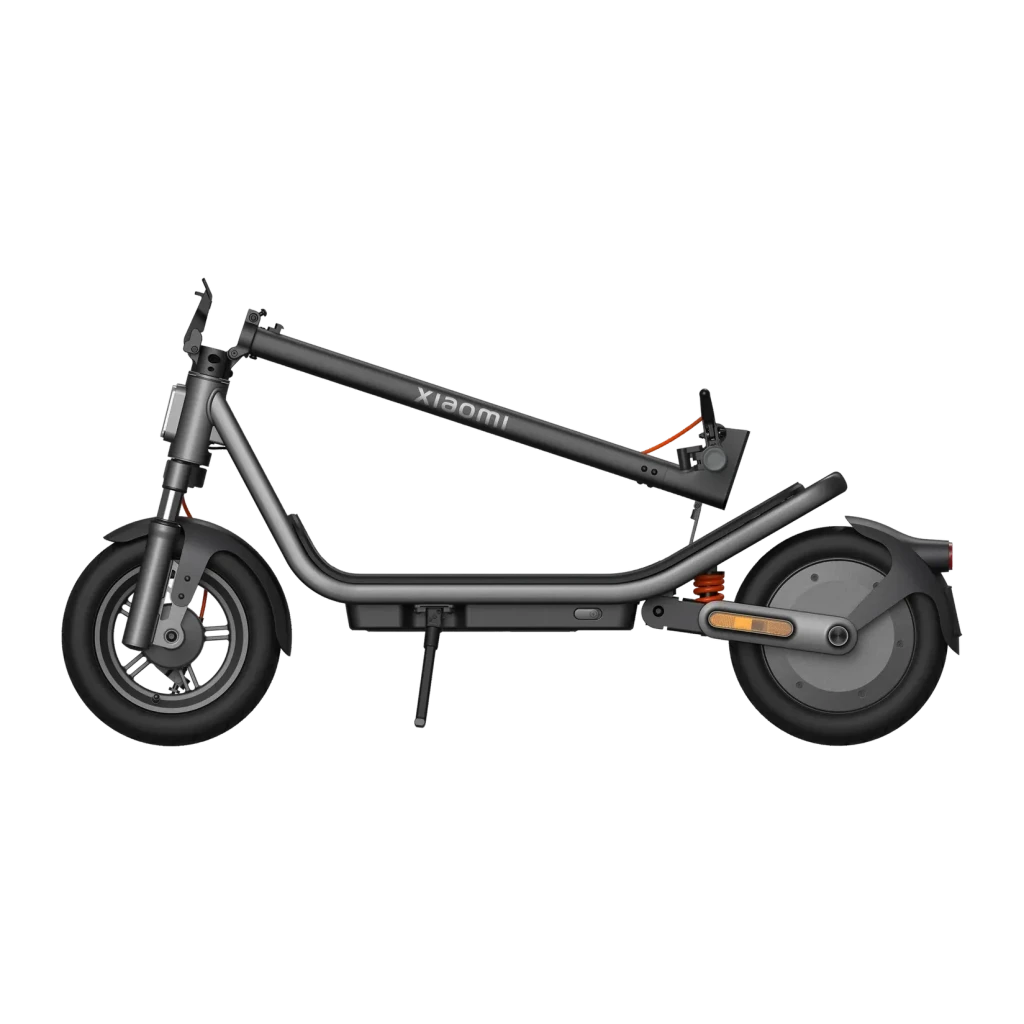 Trottinette Électrique Xiaomi Electric Scooter 6 400W 45km 20km/h 12 pouces Gris, détail latéral: cadre complet, suspension